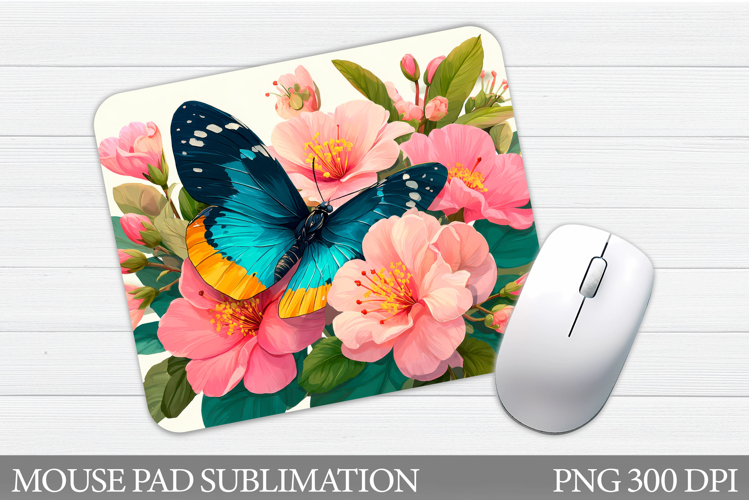 Butterfly Mouse Pad Design. Flowers Mouse Pad Sublimation
