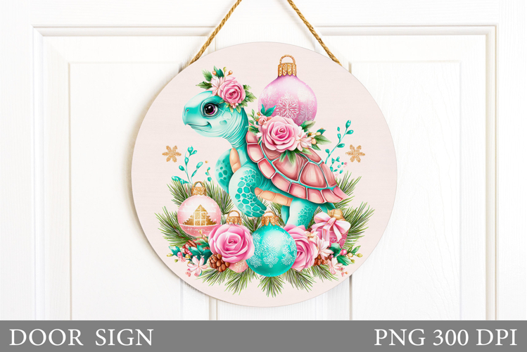 Christmas Turtle Door Sign. Christmas Door Sign Sublimation