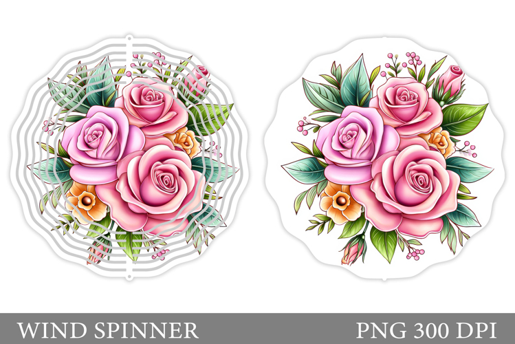 Rose Wind Spinner Sublimation. Flowers Wind Spinner Design