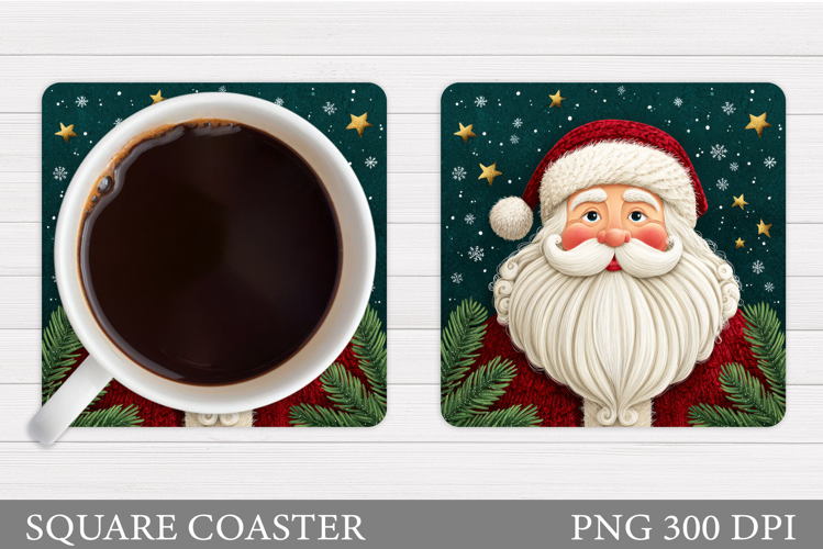 Santa Coaster Sublimation. Christmas Coaster Design