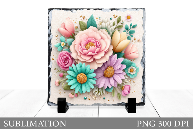 Flowers Slate Sublimation. Floral Sublimation