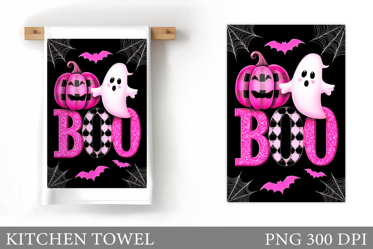 Boo Kitchen Towel Sublimation. Halloween Kitchen Towel