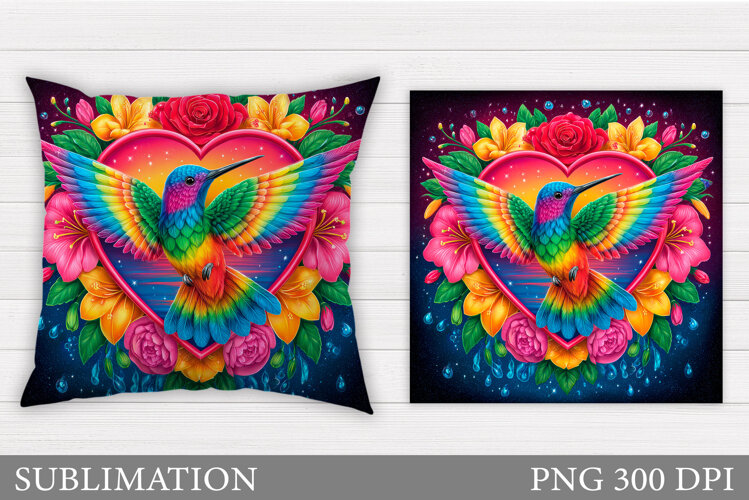 Hummingbird Pillow Design. Hummingbird Sublimation example image 1
