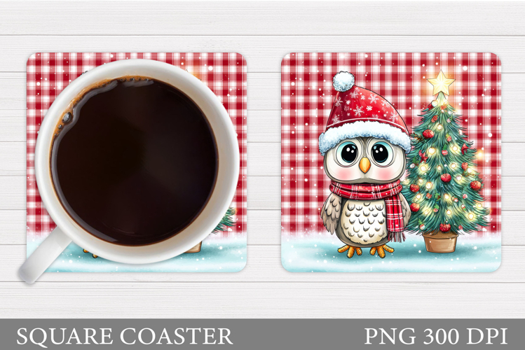 Christmas Owl Coaster Design. Christmas Coaster Sublimation