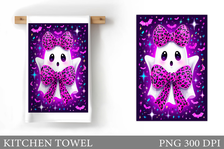 Cute Ghost Kitchen Towel. Cute Halloween Kitchen Towel