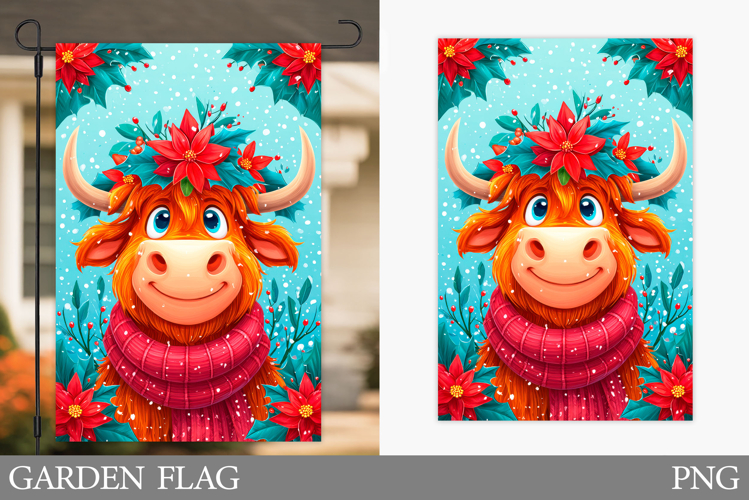 Christmas Cow Garden Flag. Christmas Garden Flag Sublimation