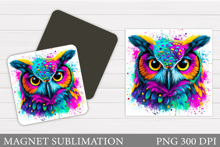 Owl Magnet Design. Rainbow Owl Sublimation