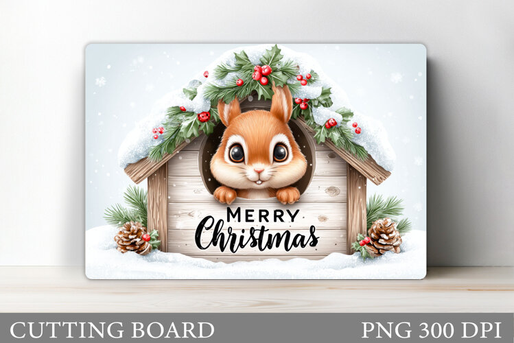 Christmas Squirrel Cutting Board. Christmas Cutting Board example image 1