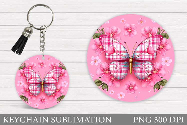 Butterfly Flowers Keychain. Butterfly Keychain Sublimation