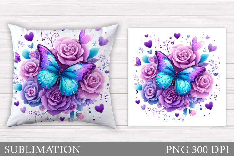 Butterfly Flowers Sublimation. Butterfly Pillow Sublimation