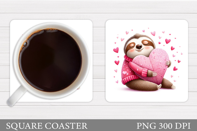 Valentines Sloth Coaster Design. Valentines Sloth Coaster