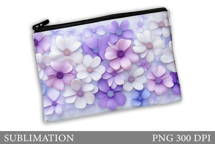 Flowers Makeup Bag Design. Floral Makeup Pouch Sublimation