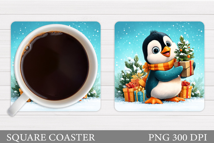 Christmas Penguin Coaster. Christmas Coaster Sublimation