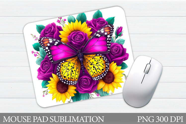 Butterfly Mouse Pad Design. Flowers Mouse Pad Sublimation