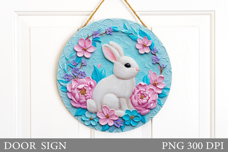 Cute Bunny Door Sign Design. Spring Door Sign Sublimation