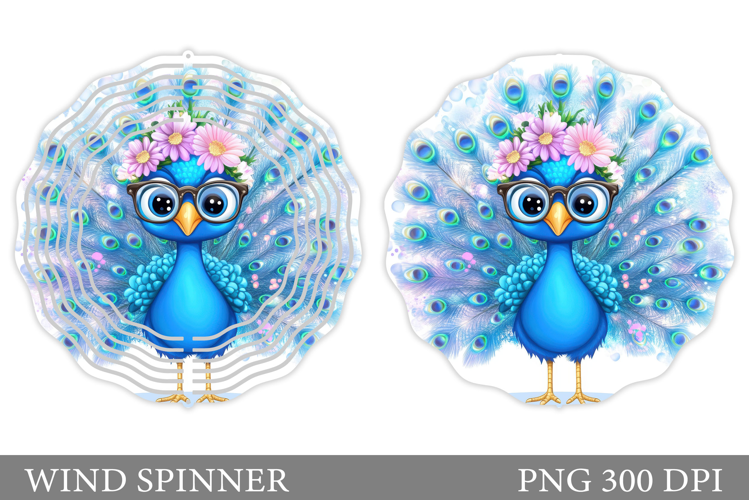 Cute Peacock Wind Spinner Design. Cute Peacock Sublimation