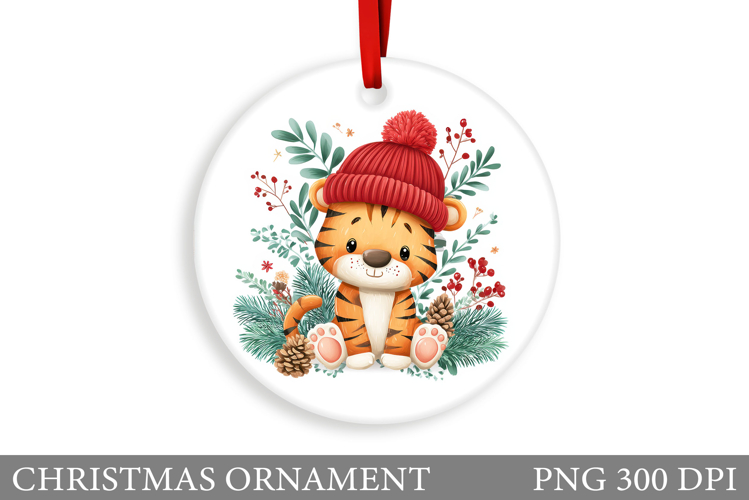 Cute Tiger Christmas Ornament. Christmas Ornament Design