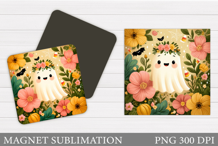 Cute Ghost Magnet Design. Halloween Magnet Sublimation