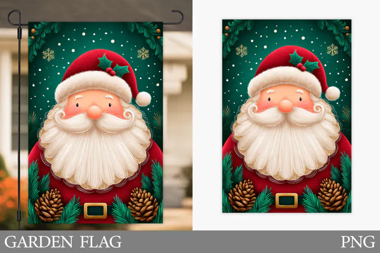 Santa Claus Garden Flag. Christmas Garden Flag Sublimation
