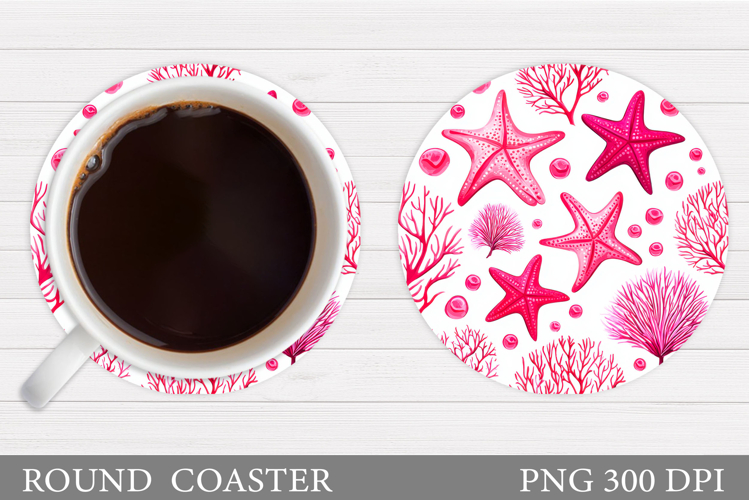 Starfish Coaster Sublimation. Seashell Coaster Design