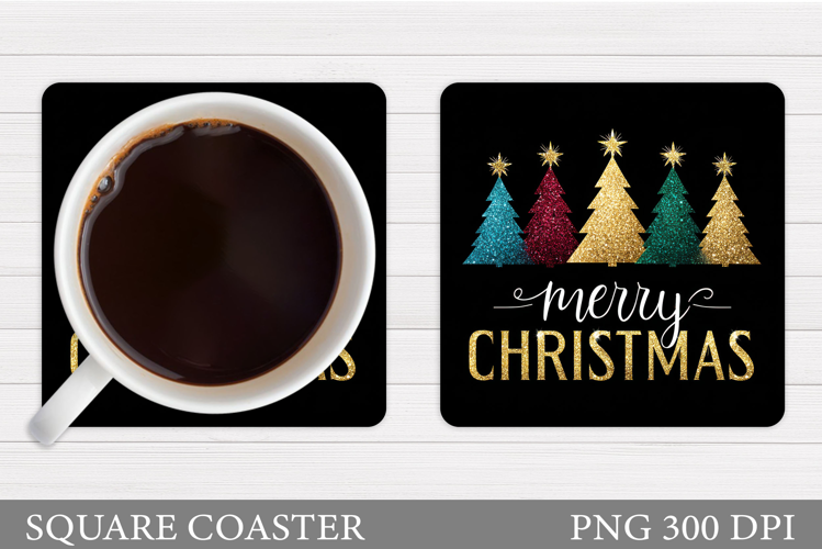 Glitter Christmas Tree Coaster. Christmas Coaster Design