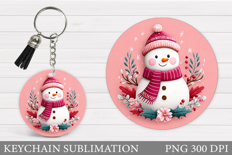 Cute Snowman Keychain Design. Christmas Keychain Sublimation