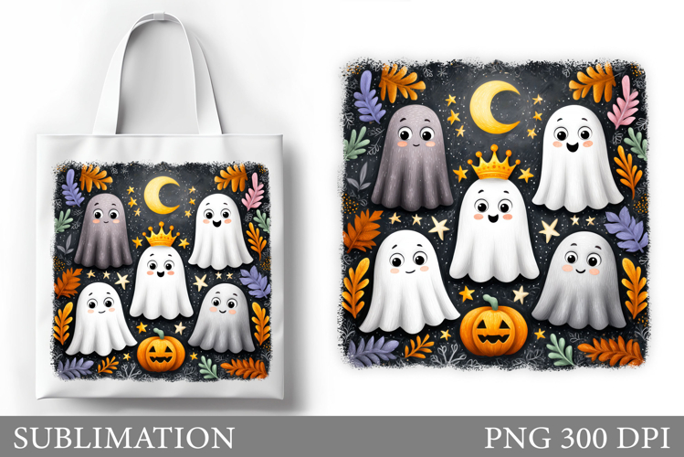 Ghost Tote Bag Sublimation. Halloween Tote Bag Design