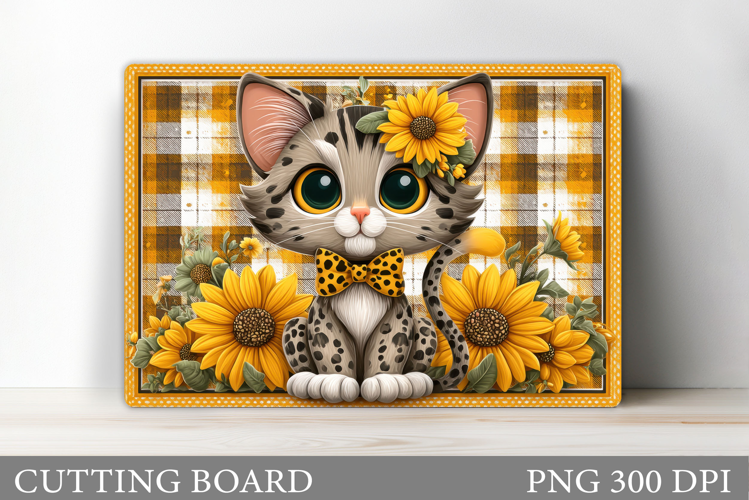 Cute Cat Cutting Board. Cat Flowers Cutting Board Design