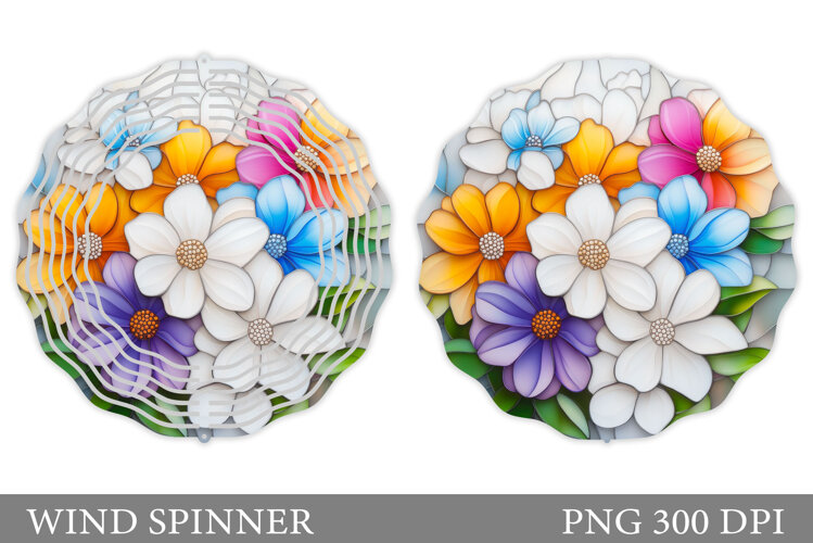 Flowers Wind Spinner Design. Floral Wind Spinner Sublimation example image 1
