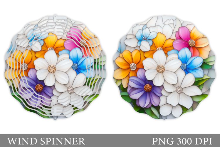 Flowers Wind Spinner Design. Floral Wind Spinner Sublimation