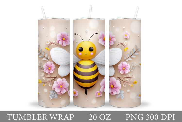 Bee Tumbler Design. Flowers Tumbler Sublimation