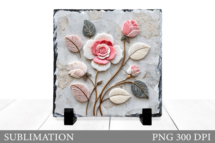 Roses Slate Design. Flowers Sublimation example image 1