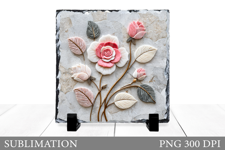 Roses Slate Design. Flowers Sublimation