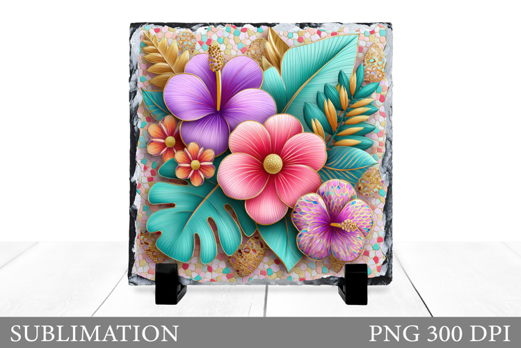 Flowers Slate Sublimation. Floral Sublimation