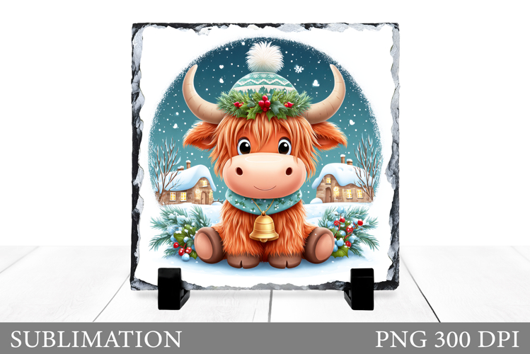 Christmas Cow Sublimation. Christmas Cow Slate Design