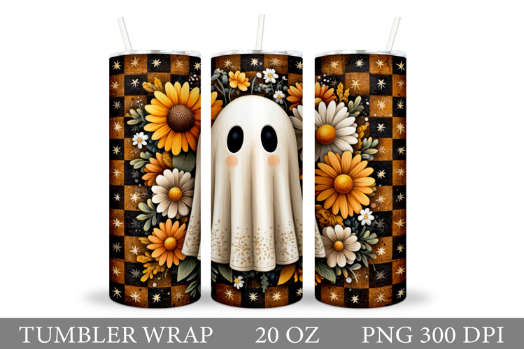 Cute Ghost Tumbler Sublimation. Halloween Tumbler Design