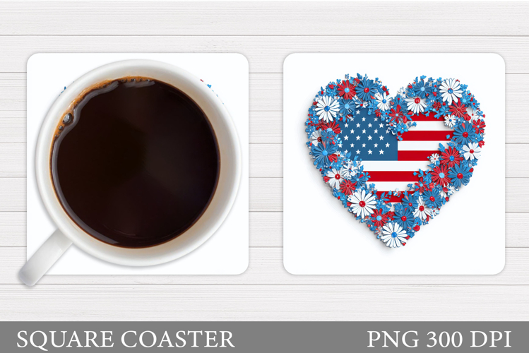 Patriotic Heart Coaster Design. Patriotic Sublimation