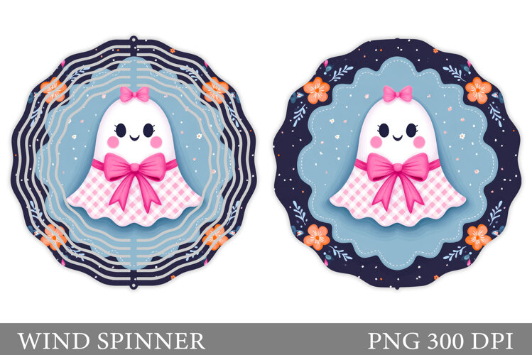 Cute Ghost Wind Spinner Design. Cute Halloween Wind Spinner example image 1