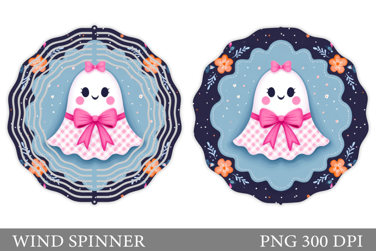 Cute Ghost Wind Spinner Design. Cute Halloween Wind Spinner