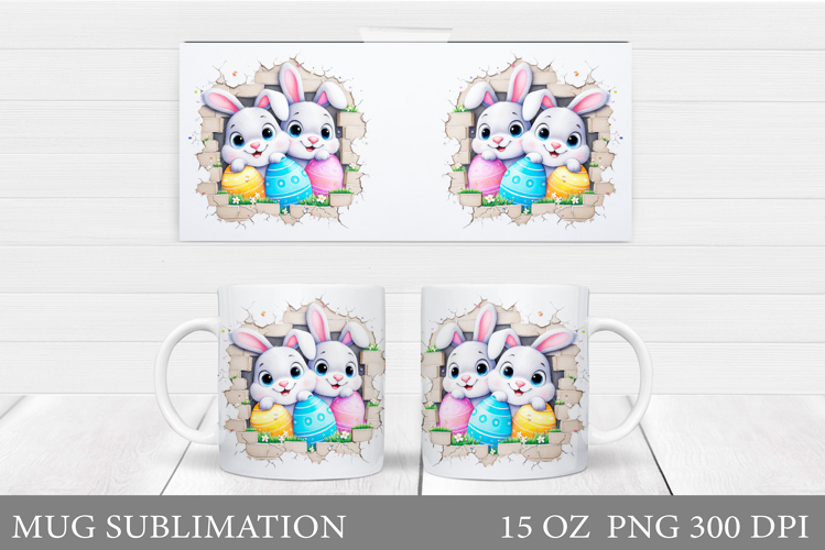 Easter Bunny Mug Design. Easter Mug Wrap Sublimation