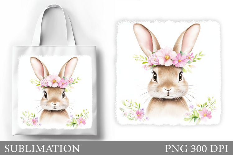 Cute Bunny Sublimation. Cute Bunny Tote Bag Design