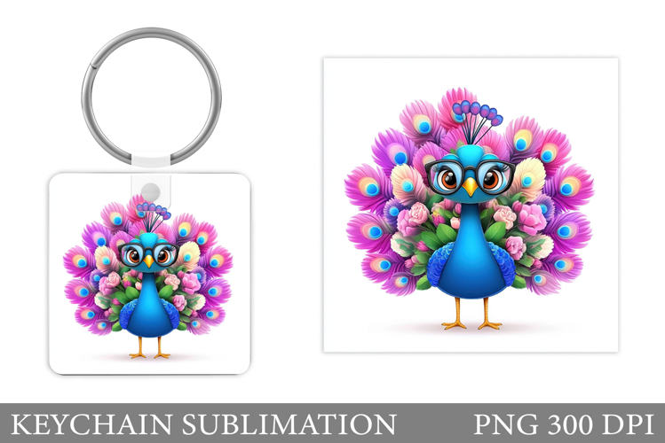 Peacock Keychain Design. Peacock Sublimation example image 1