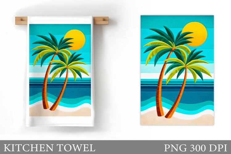 Palm Tree Kitchen Towel. Summer Kitchen Towel Sublimation