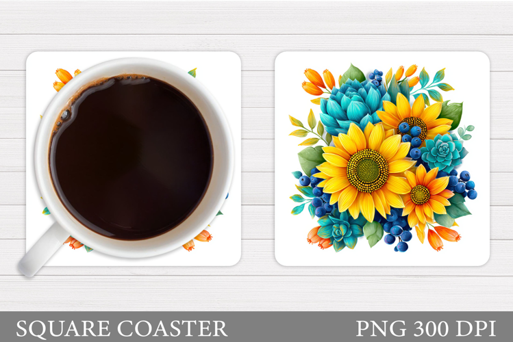 Floral Coaster Sublimation. Flowers Coaster Design