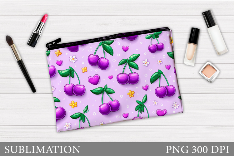 Cherries Cosmetics Bag Sublimation. Cherry Makeup Bag Design