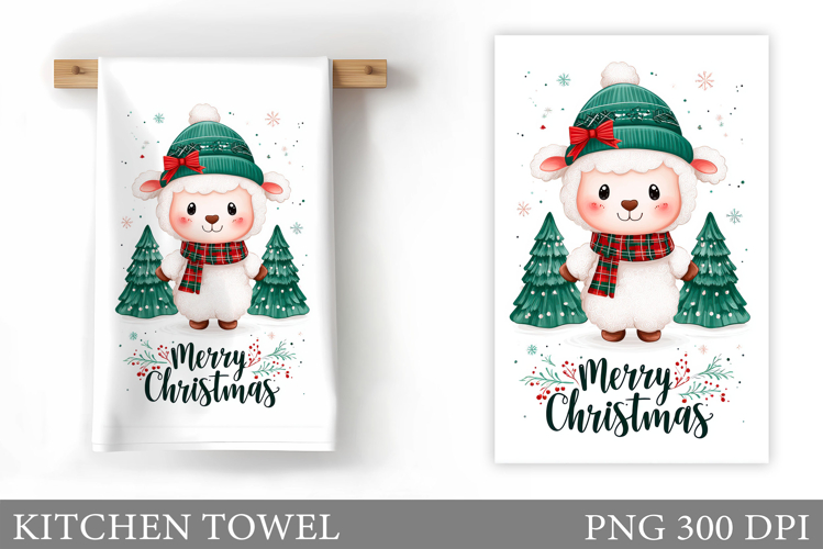 Christmas Lamb Kitchen Towel. Christmas Kitchen Towel Design