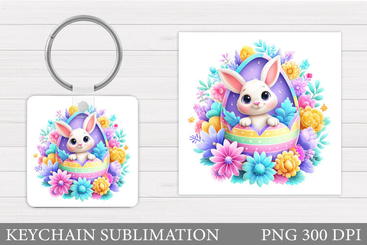 Easter Bunny Keychain Sublimation. Easter Keychain Design example image 1