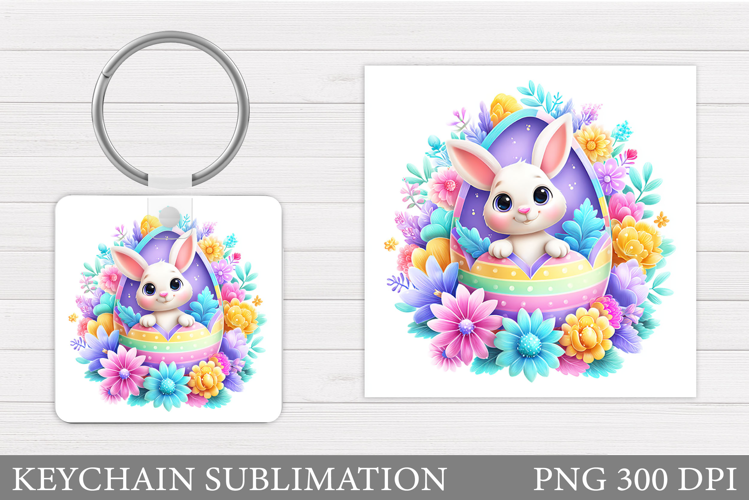 Easter Bunny Keychain Sublimation. Easter Keychain Design