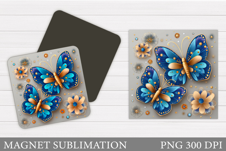 Butterfly Magnet Design. Flowers Magnet Sublimation