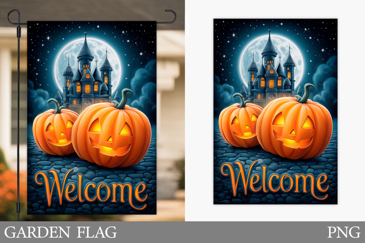 Halloween Garden Flag Design. Halloween Pumpkin Garden Flag
